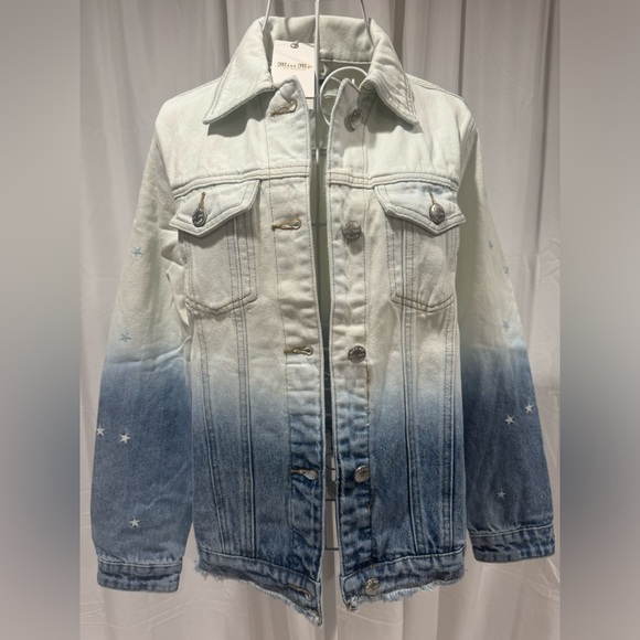 Miss Me Jackets & Blazers - Miss Me Ombre Denim Jacket with Star Accents